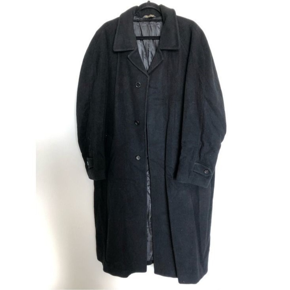 Battaglia Italy Wool Cashmere Black Overcoat Men's 42R Classic Luxury Coat